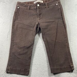 GAP  Cropped Pants Women Brown Low Rise Snap Down Pockets Stylish Stitching